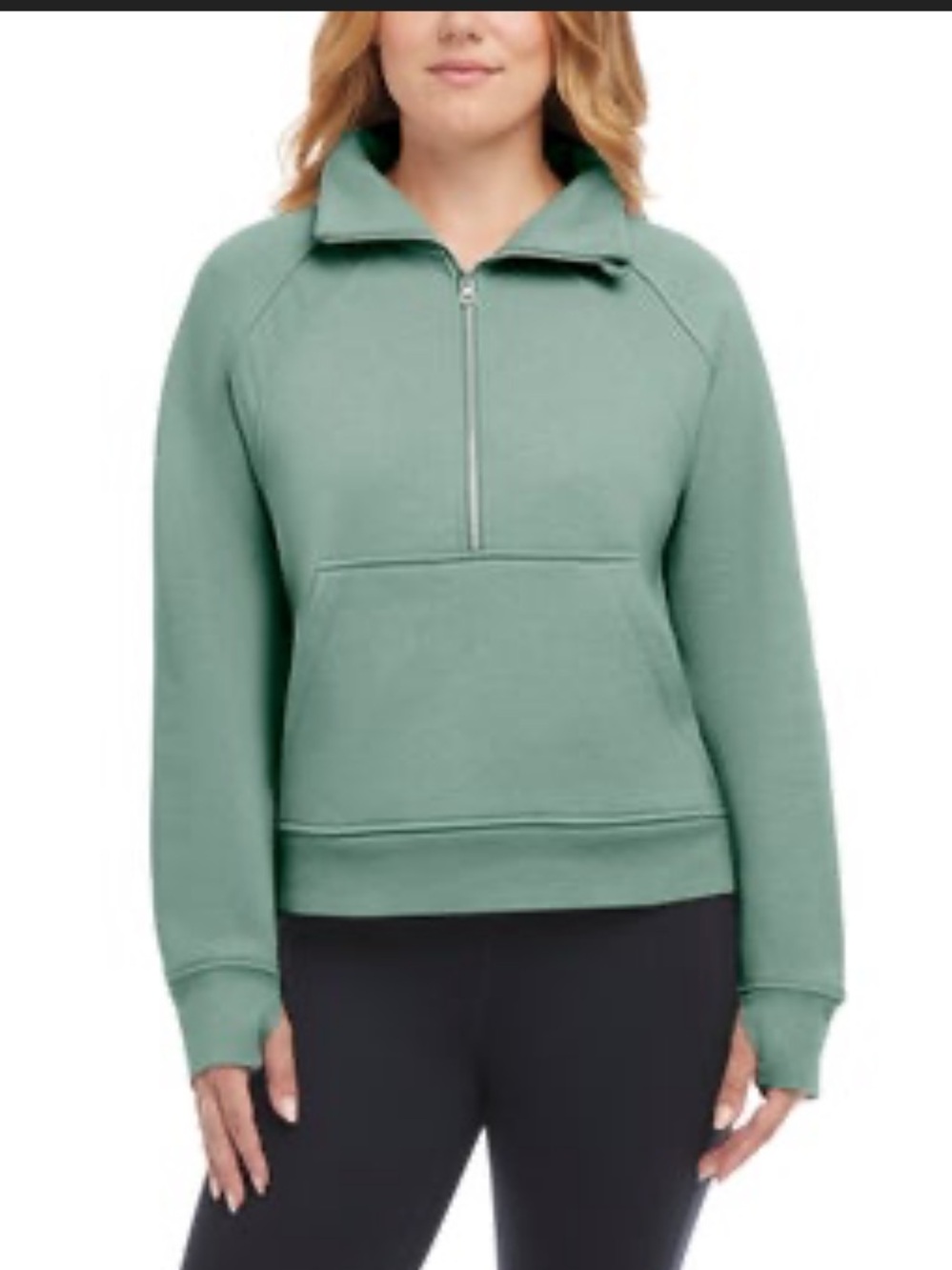 Danskin Ladies' Cozy Half-Zip Pullover,
Green, 3X